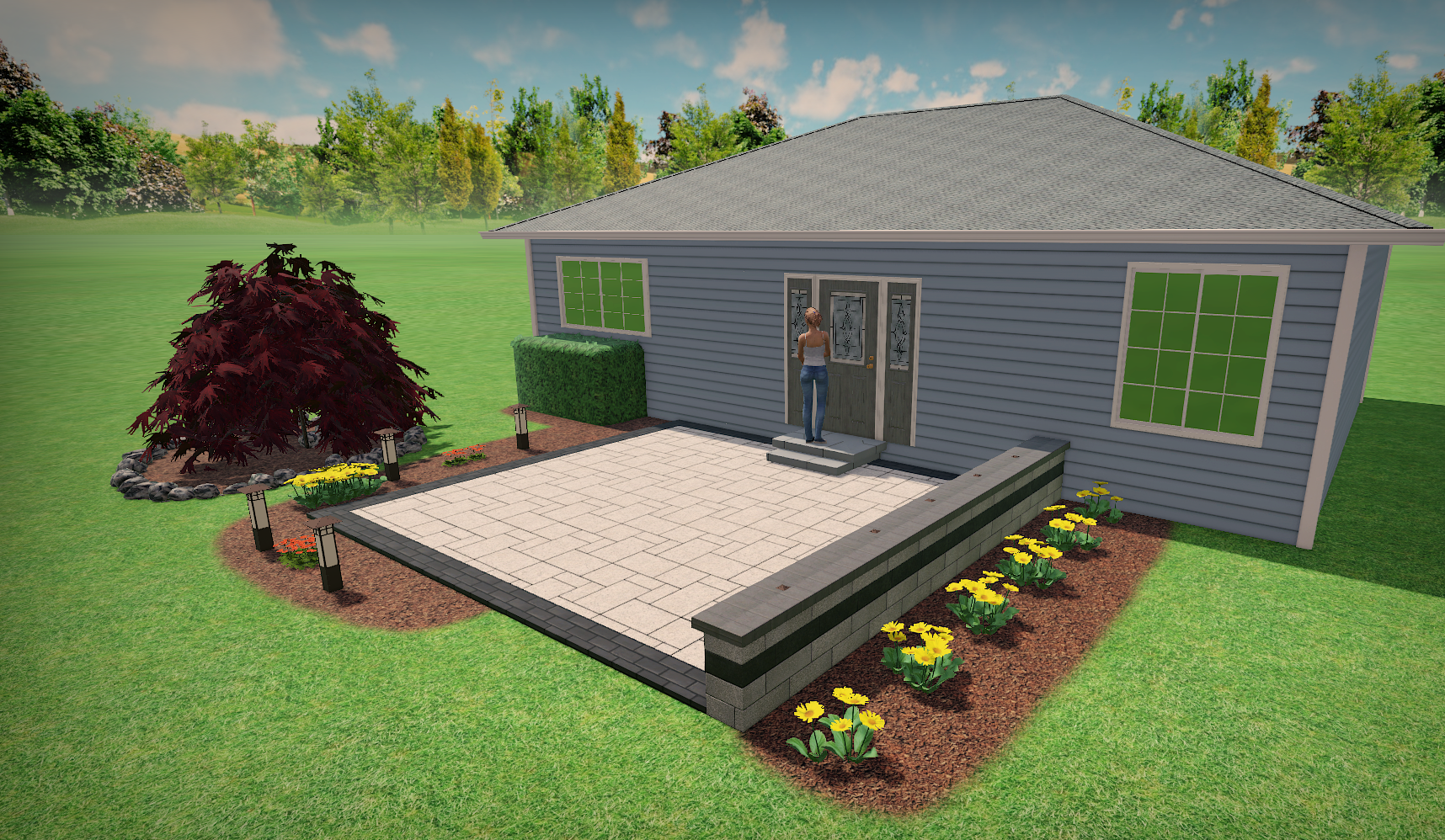 3D patio design preview rendering
